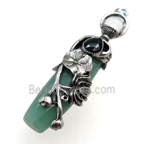 green aventurine stick pendant