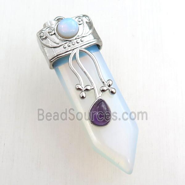 white opalite arrowhead pendant