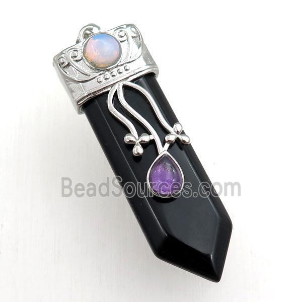 black onyx agate arrowhead pendant