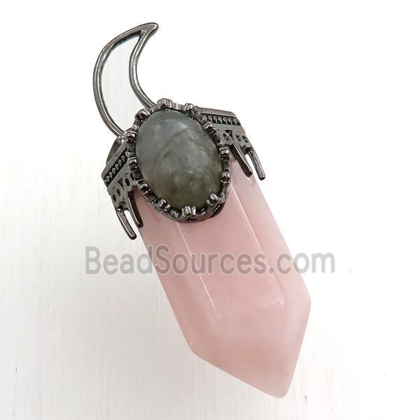 rose quartz bullet pendant