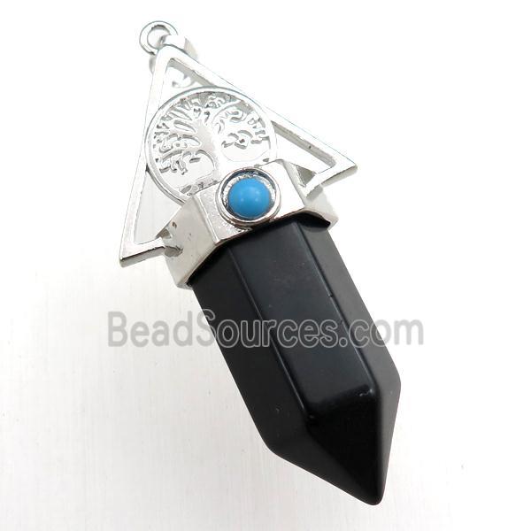 black onyx agate bullet pendant