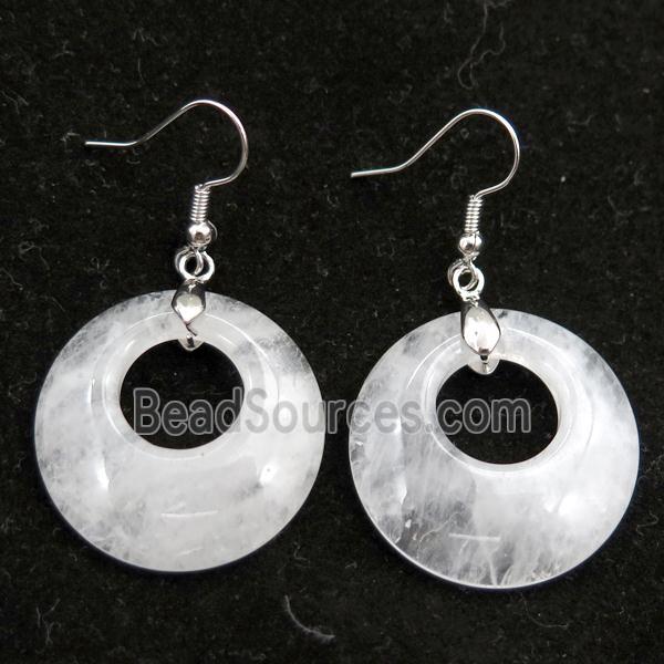 hook earring with clear quartz