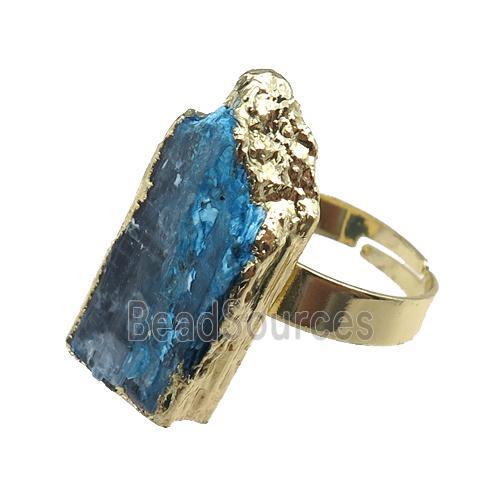 blue kyanite Rings, adjustable, gold plated