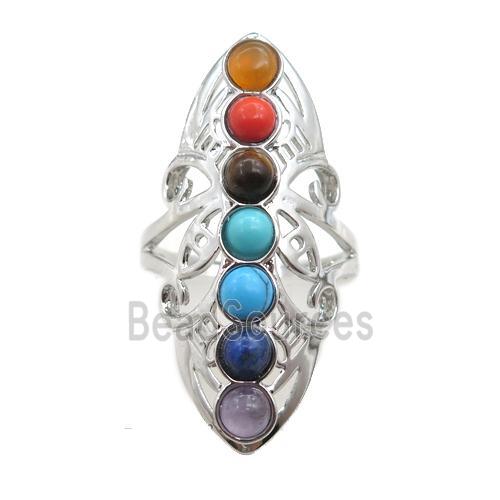 gemstone chakra Rings, adjustable