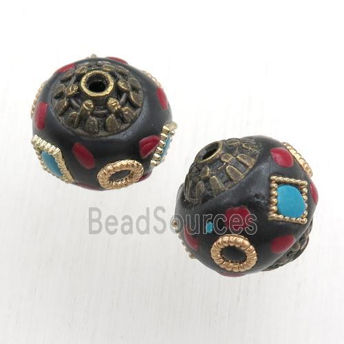 tibetan style beads, brass, round