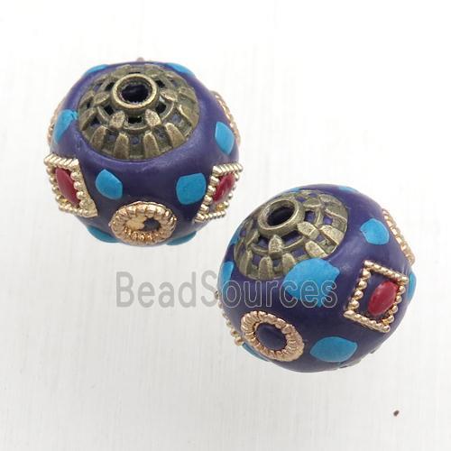 tibetan style beads, brass, round