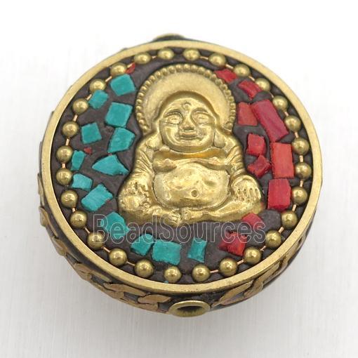 tibetan style buddha beads, brass, circle