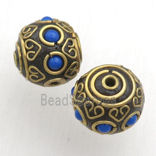 tibetan style beads, brass, round