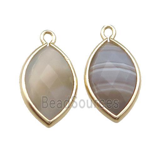 botswana agate pendant, faceted horseeye, gold plated