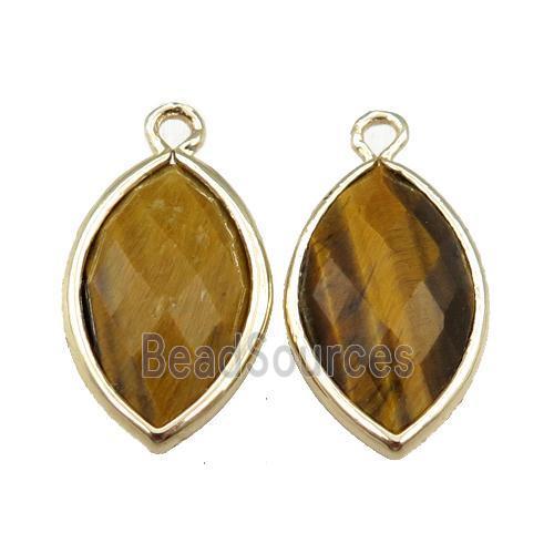 tiger eye stone pendant, faceted horseeye, gold plated