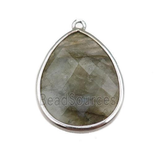 Labradorite pendant, faceted teardrop