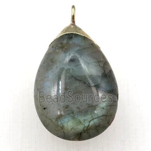 Labradorite teardrop pendant, gold plated