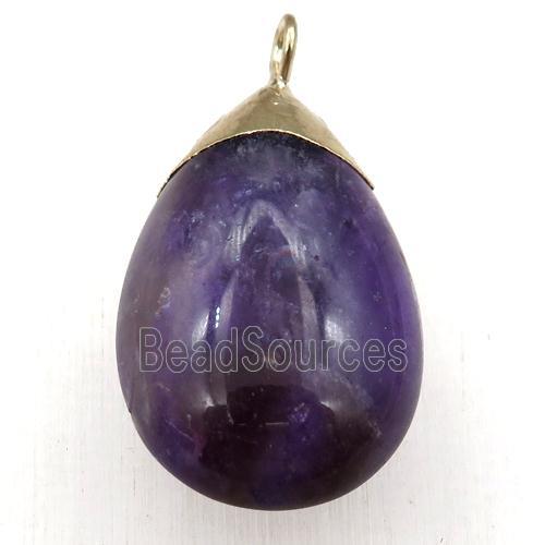 Amethyst teardrop pendant, gold plated