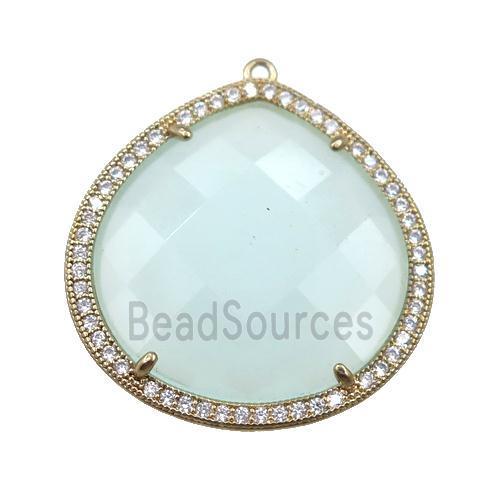 cats eye stone peandant paved rhonestone, faceted teardrop