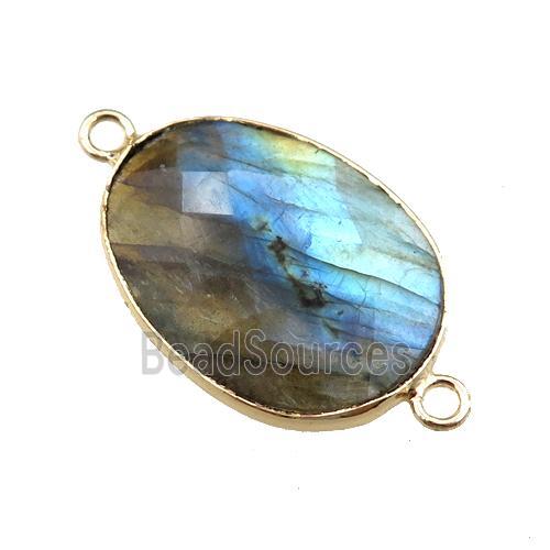 Labradorite connector, faceted oval