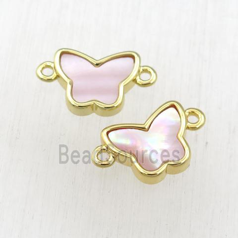 pink Queen Shell butterfly connector, gold plated