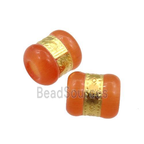 orange cats eye stone tube beads