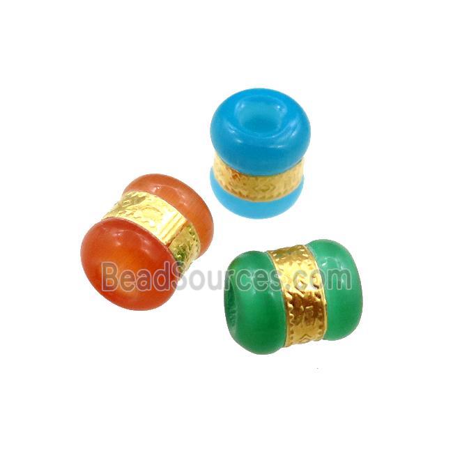 cats eye stone tube beads with large hole, mix color