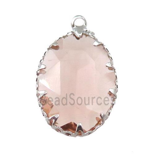 crystal glass oval pendant, platinum plated