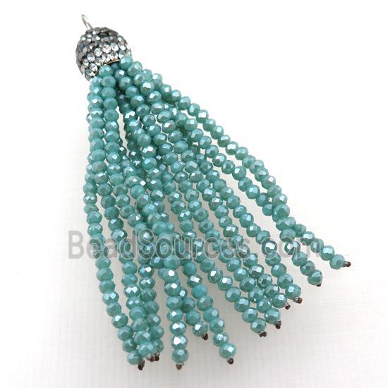 Tassel pendant with green crystal glass