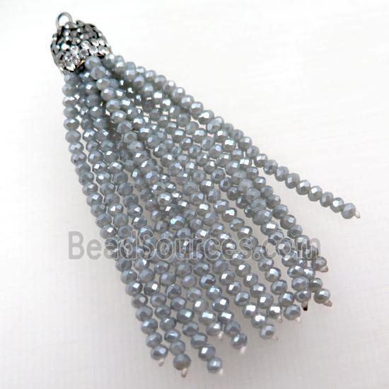 Tassel pendant with gray crystal glass