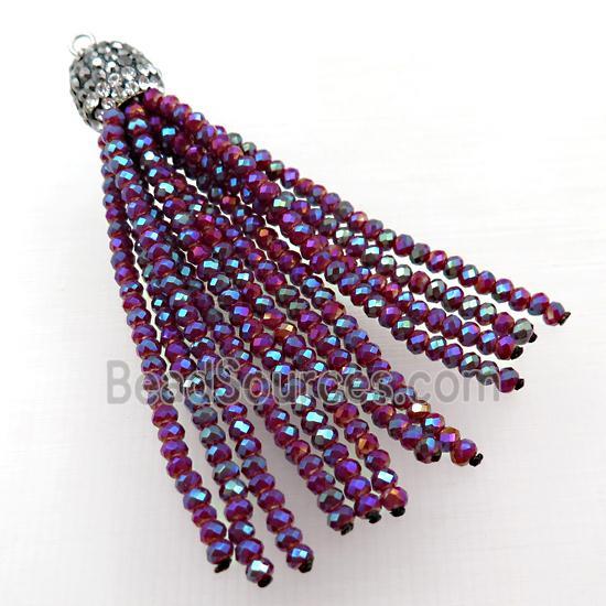 Tassel pendant with red crystal glass