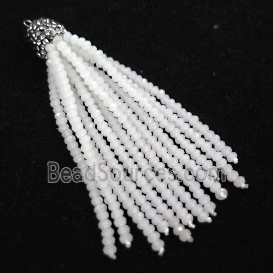 Tassel pendant with white crystal glass