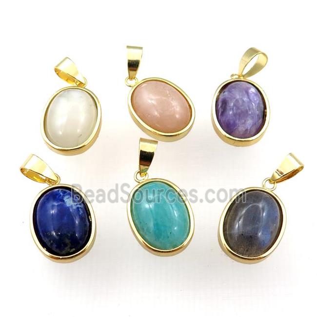 mixed Gemstone oval pendant