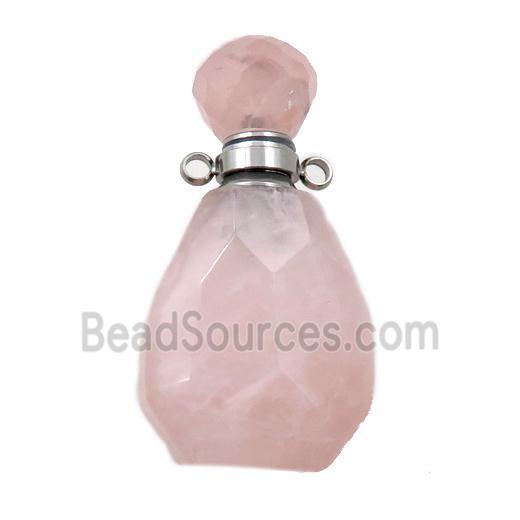 Rose Quartz perfume bottle pendant