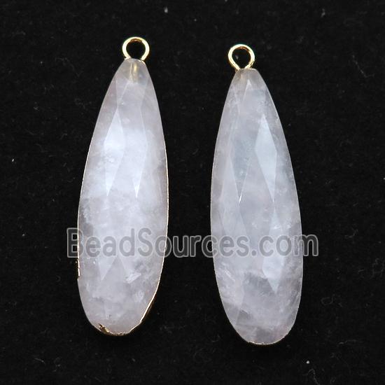 Rose Quartz teardrop pendant, gold plated