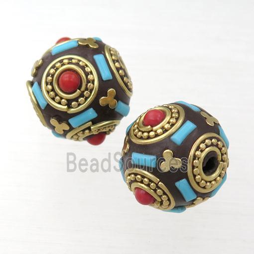 tibetan style brass round beads