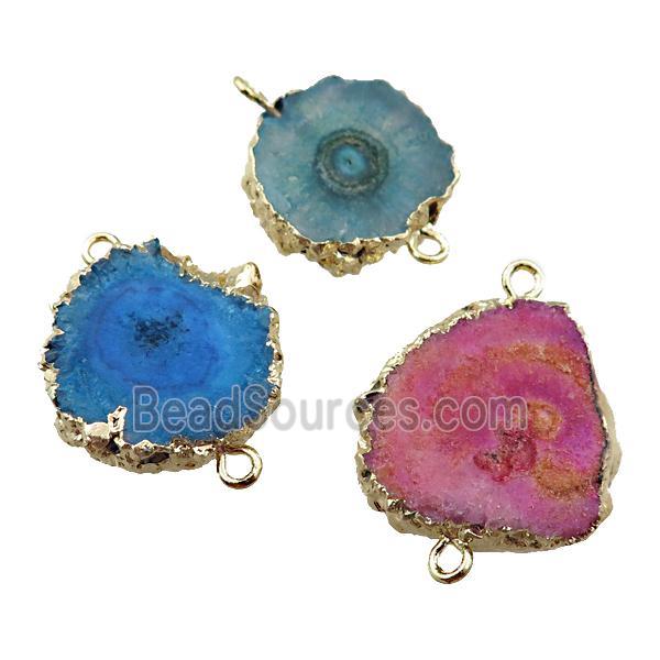 solar quartz durzy slab connector, mixed color, gold plated