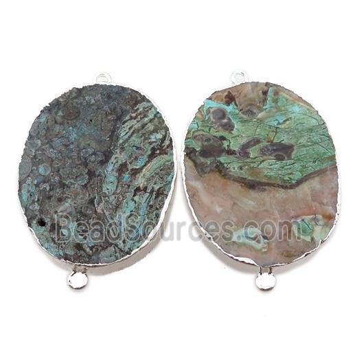 Ocean Jasper slice connector, silver plated