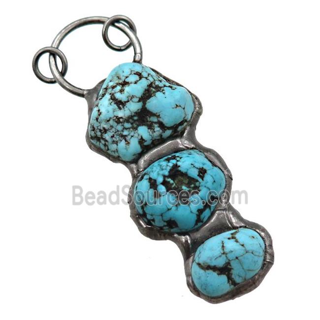 Blue Magnesite Turquoise Nugget Pendant Antique Black