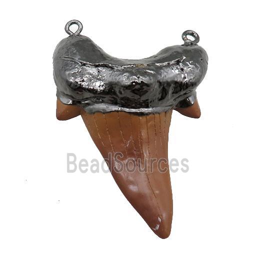 resin pendant, sharktooth, black plated