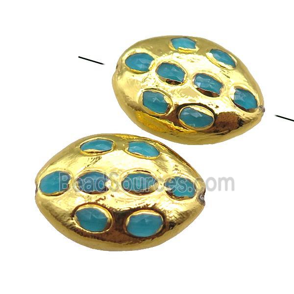 aqua jade oval beads, gold plated