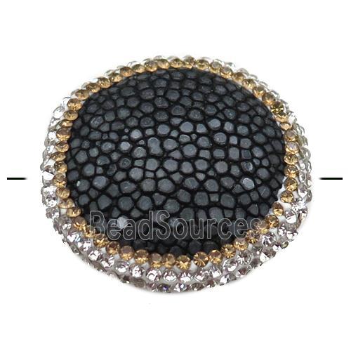 black pu leather circle beads paved rhinestone, snakeskin