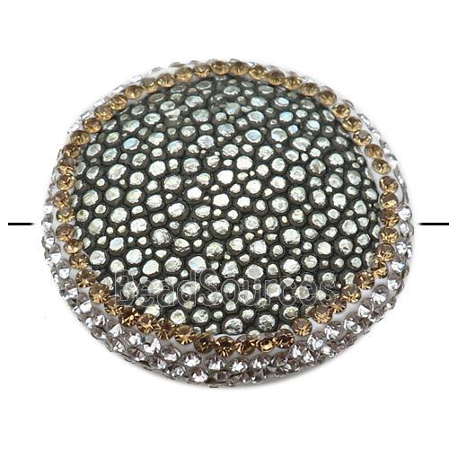 silver pu leather circle beads paved rhinestone