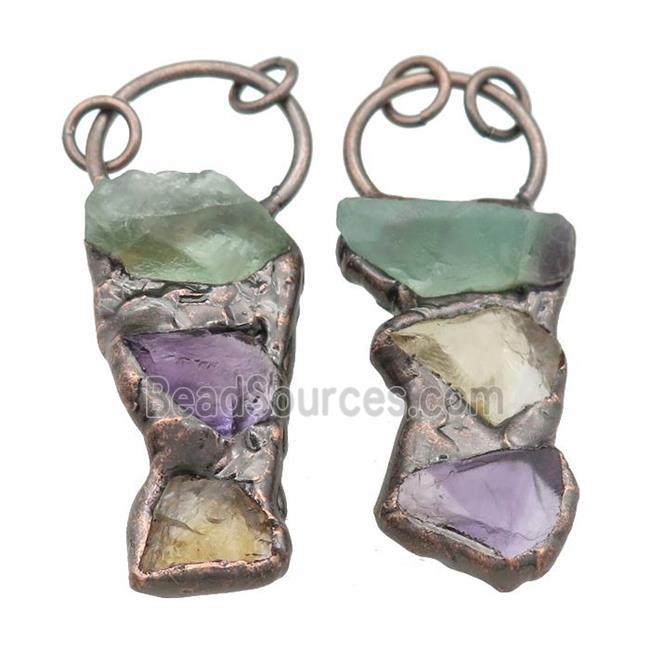 Multicolor Fluorite Nugget Pendant Antique Red