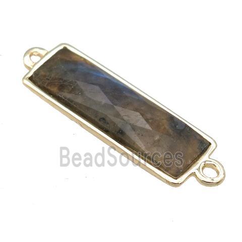 Labradorite rectangle connector, gold plated