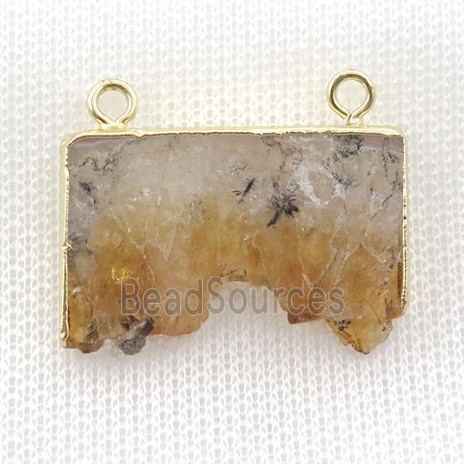 yellow Citrine Druzy slab pendant, gold plated