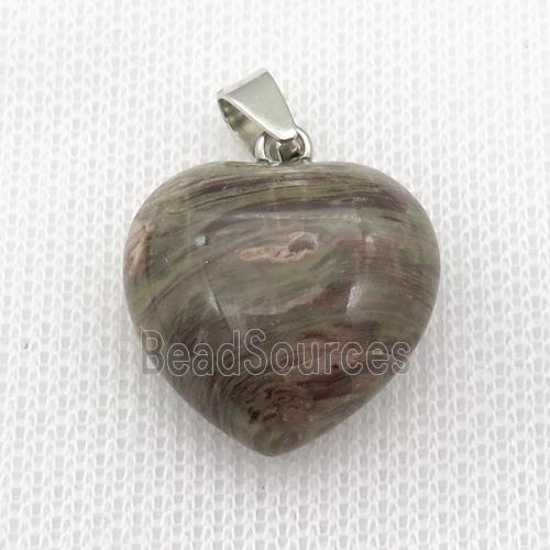 Mexican Crazy Agate heart pendant