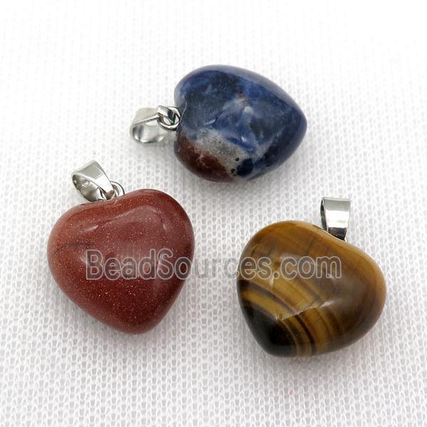 mixed Gemstone heart pendant