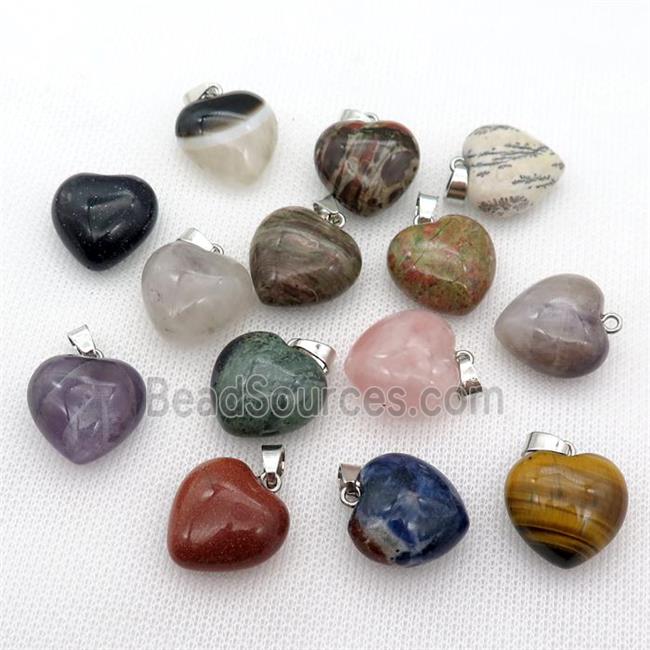 mixed Gemstone heart pendant