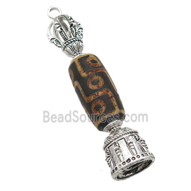 tibetan style Agate pendant, antique silver