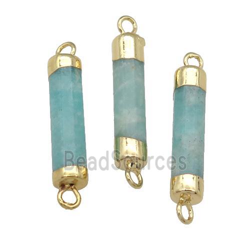 green Amazonite stick connector, gold plated