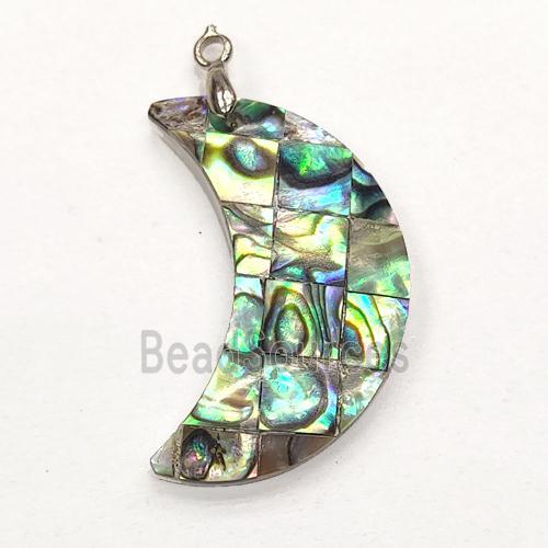 multicolor Abalone Shell moon pendant