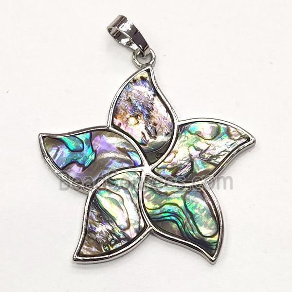 multicolor Abalone Shell flower pendant