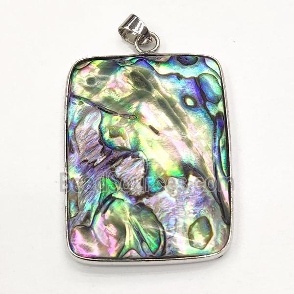 multicolor Abalone Shell rectangle pendant