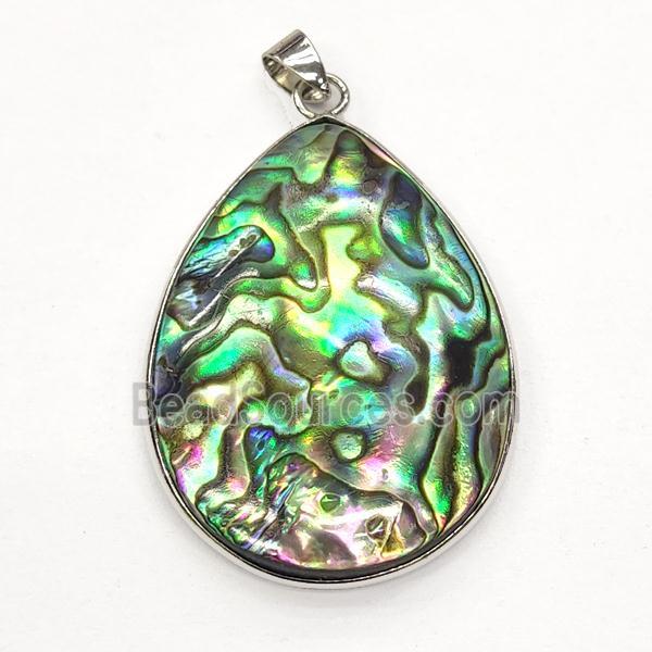 multicolor Abalone Shell teardrop pendant